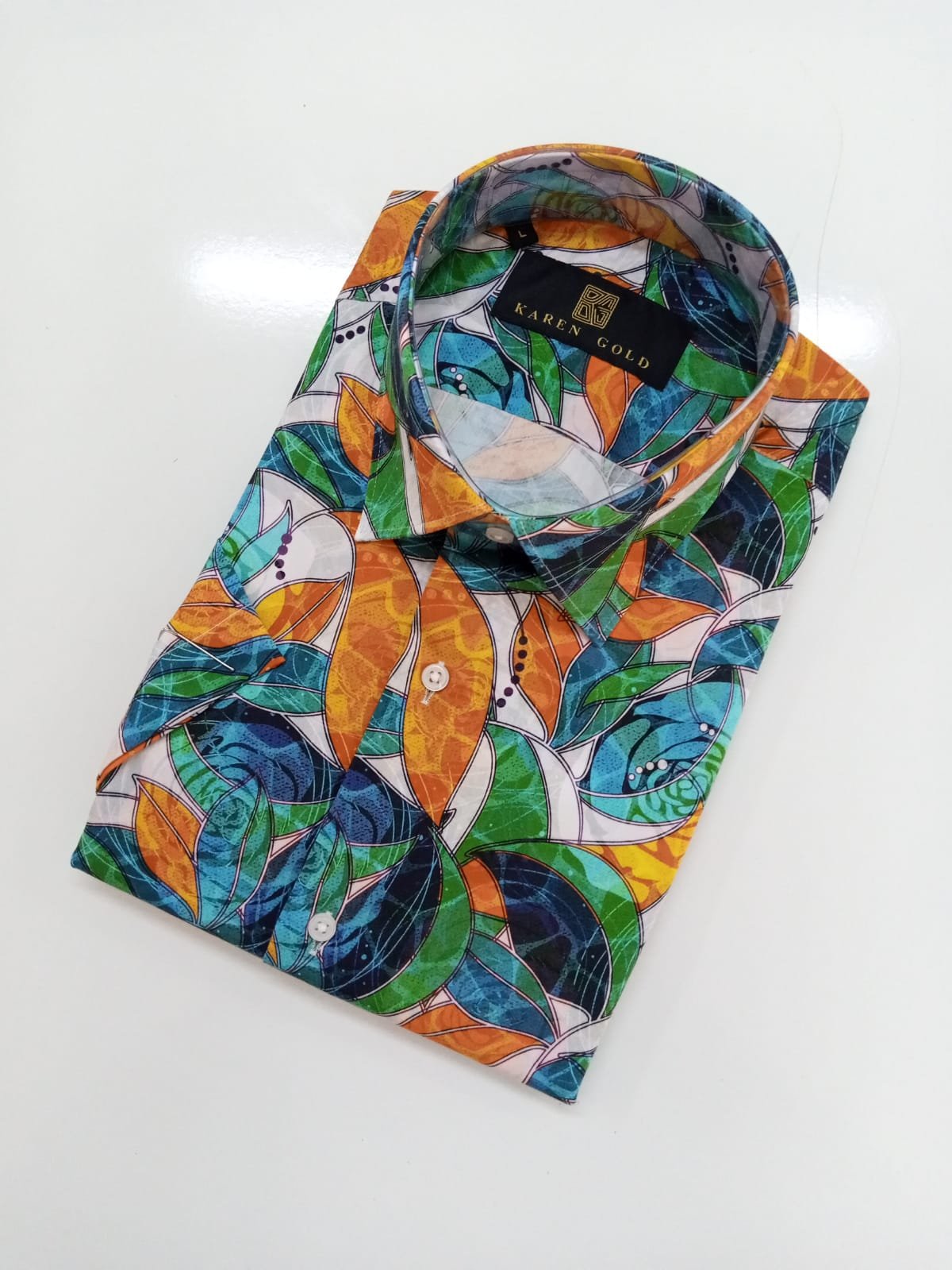 Tropical Mosaic Abstract Short Sleeve Shirt